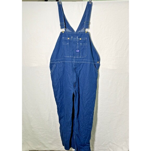 Big Smith Bib Overalls Size 50 x 30 Relax Fit Blue Denim Mens Jeans Carpenter - Picture 1 of 7
